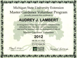 Master Gardener Program Certificate